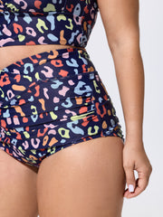 Colorful Leopard Print Overlap Waist Bikini Bottoms