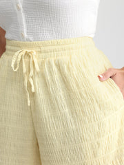 Cotton Wide Waistband Relaxed-Fit Shorts