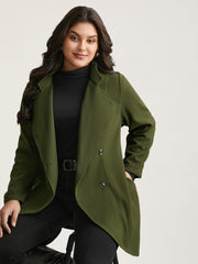 Solid Wrap Button Up Asymmetrical Hem Coat