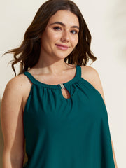 Arc Hem Keyhole Neckline Swim Top