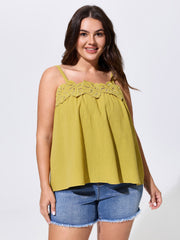 Cotton Embroidered Neckline Flowy-Fit Top