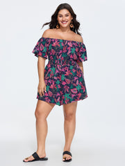 Floral Print Ruffled Off-Shoulder Romper