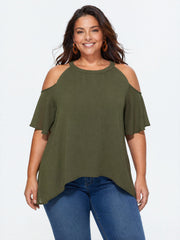 Cut-Out Shoulder Relaxed-Fit Blouse