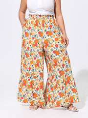 Supersoft Floral Print Ruffled Hem Pants