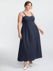 Pleated Side Skirt Sculpted Cami Maxi Dress