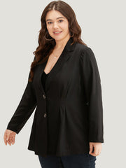 Suit Collar Button Up Plicated Detail Blazer