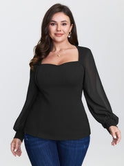 Sweetheart Neckline Cinched Waist Blouse