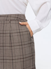 Plaid Print Wide-Leg Pants