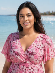 Breezy Sheer Wrap Neckline Swim Dress