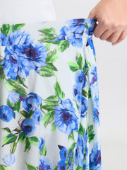 Refreshing Floral Print Slit Maxi Skirt