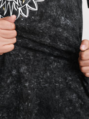 Stretchy Floral Motif Round Neck T-Shirt