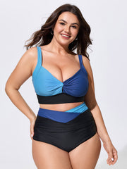 Colorblock Ruched Bodice Swim Top