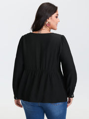 Sequin Embroidery Tassel Tie Blouse