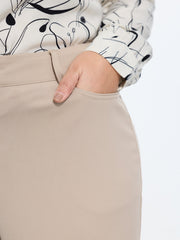 Stretchy Mid-Rise Plain Pants