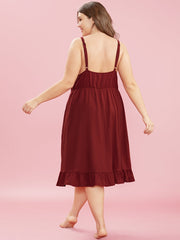 Romantic Ruffles Crochet Lace Pocket Nightgown