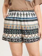 Bandana Print Pocket Elastic Waist Pajama Bottoms