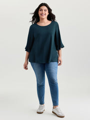 Supersoft Ruffled Sleeve Plain T-Shirt