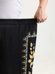 Side Floral Print Wide-Leg Pants