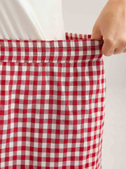 Cotton Delicate Plaid Print Wide-Leg Lounge Shorts