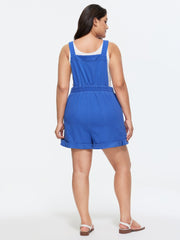 Cotton Overall Pockets Folded Hem Romper