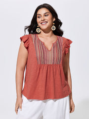 Supersoft Striped Print Pleated Knit Top