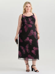 Stretchy Butterfly Print Cami Maxi Dress