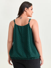 Textured Stretchy Hem Pleated Tank Top