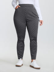 Monochrome Floral Print Stretchy Pants