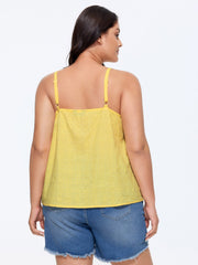 Cotton Pleated Lace Detail Flowy Tank Top