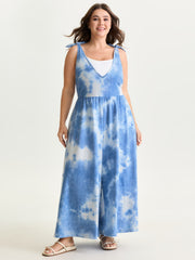 Tie Dye Stretchy Sleeveless Jumpsuit