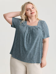 Heather Stretchy Square Neckline T-Shirt