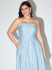 Textured Jacquard Detachable Strap Midi Dress