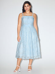 Textured Jacquard Detachable Strap Midi Dress