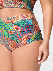 Paisley Print High Waisted Swim Bottoms