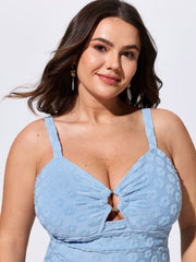 Textured Cut-Out Neckline One-Piece Swim