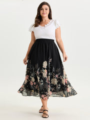 Floral Print Flowy Midi Skirt