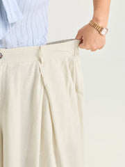 Cotton Linen Blend Wide-Leg Pants