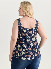 Floral Patchwork Lace Straps Tank Top