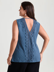Cut-Out Textured Open Back Tank Top