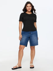 Supersoft Pleated Round Neckline Fitted T-Shirt