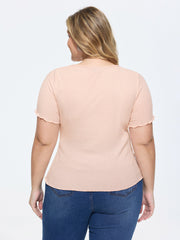 Ribbed Scoop Neckline T-Shirt