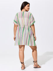 Ribbed Front-Tie Breezy Swim Cover-Up
