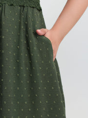 Textured Polka Dots Lace Trim Mini Dress