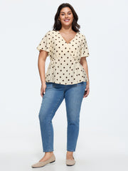 Supersoft Polka Dots V-Neck Blouse