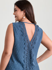 Cut-Out Textured Open Back Tank Top