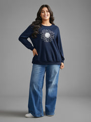 Floral Print Crew Neck Sweatshirt