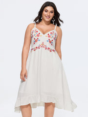Floral Embroidered Flowy Midi Dress
