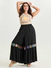 Colorful Crochet Floral Flared Pants