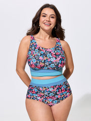 Floral Print Color Contrast Bikini Bottoms