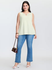 Keyhole Neckline Plain Textured Tank Top